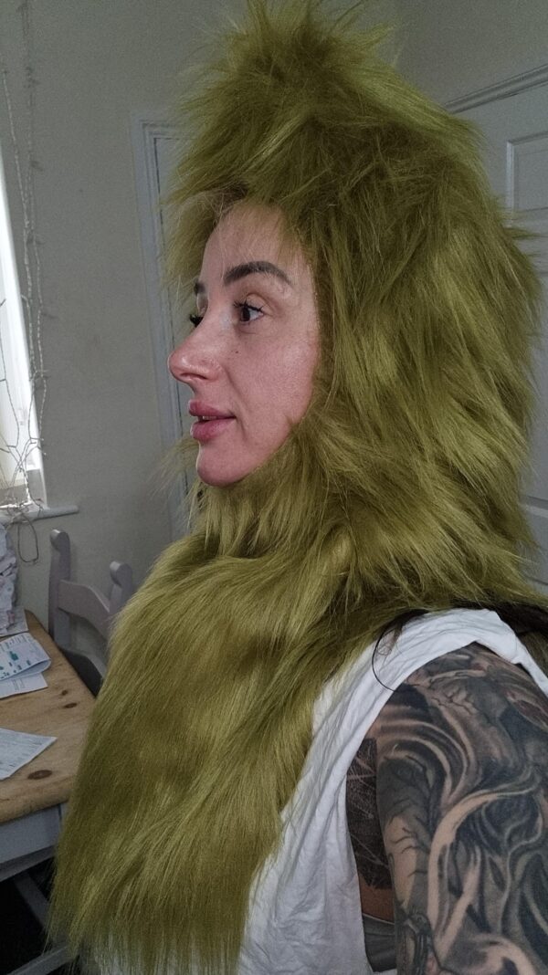 Green Faux Fur Hood