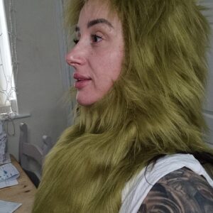 Green Faux Fur Hood