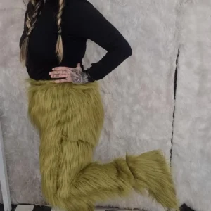 Green Faux Fur Trousers
