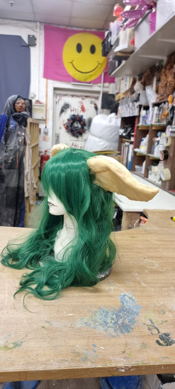 Large Prosthetic Reptile Ears with Wig