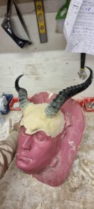 forehead and horns prosthetic