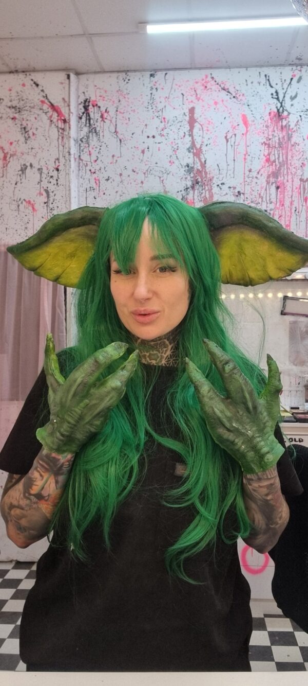 Large Prosthetic Reptile Ears with Wig
