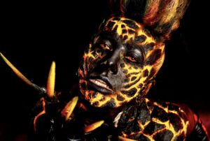 lava charcoal burn alien silicone prosthetic