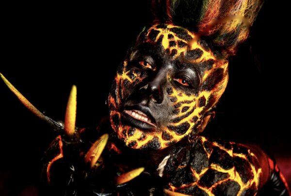 lava charcoal burn alien silicone prosthetic