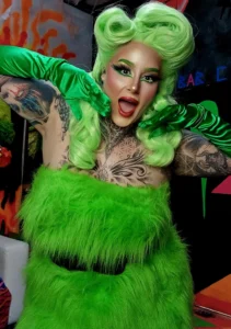 Feminine Grinchy Fur Dress
